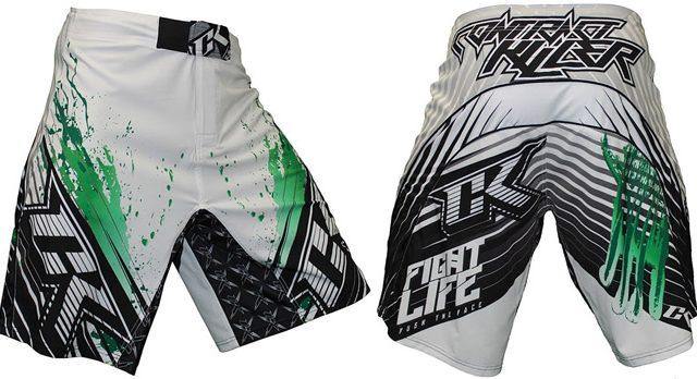 CONTRACT KILLER STAINED S2 SHORT White/Green - mmafightshop.ae