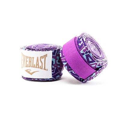 Everlast® 108" PRINTED HAND WRAPS PURPLE | semi Elastic Hand Wraps Boxing, MMA, Muay Thai, and Other Martial Arts for Men and Women (Multiple Color Options) | Comfy Fit - mmafightshop.ae