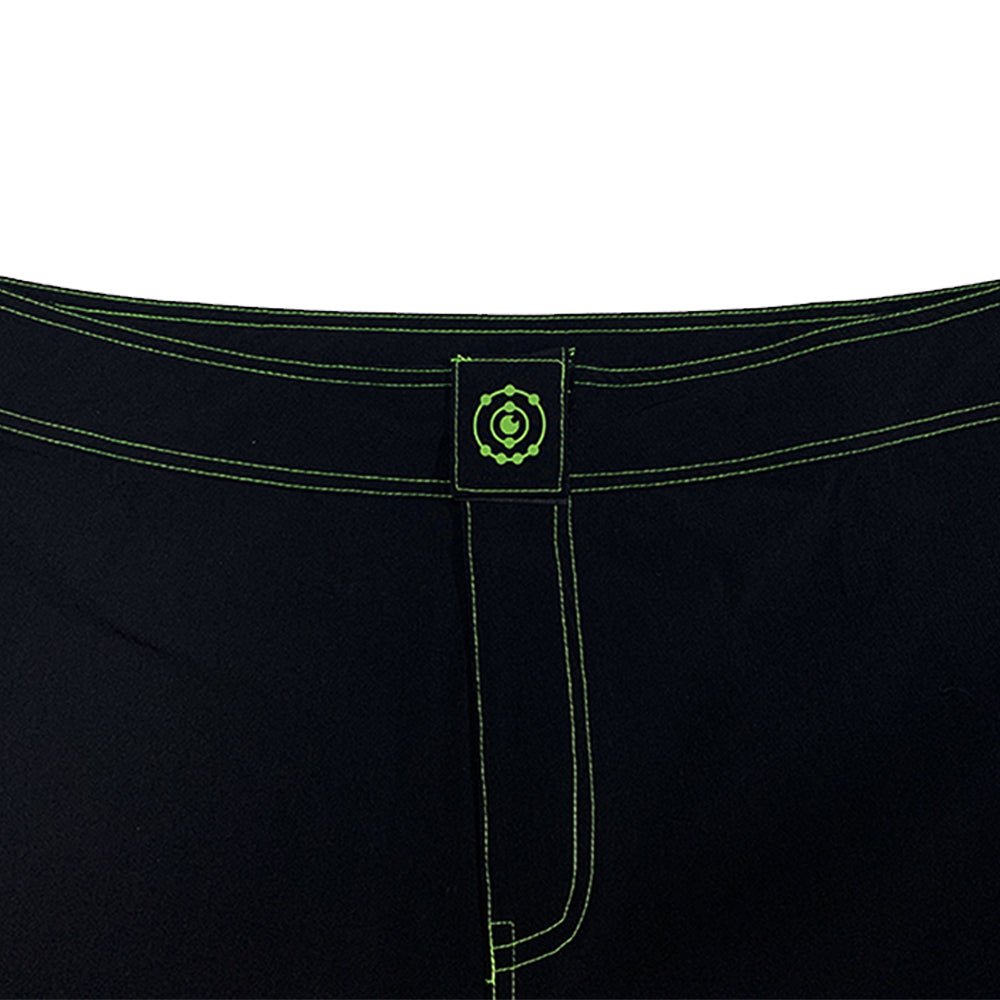 Floury MMA fight shorts | Black with Green Accents | Ultra Stylish Fight Shorts - mmafightshop.ae