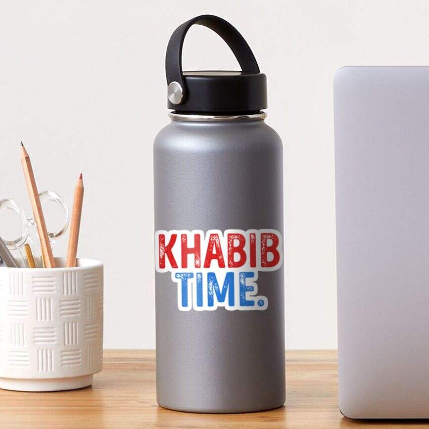 Khabib Time - Khabib Nurmagomedov Sticker by Jerde79 - Small (4.0" x 2.3") - mmafightshop.ae